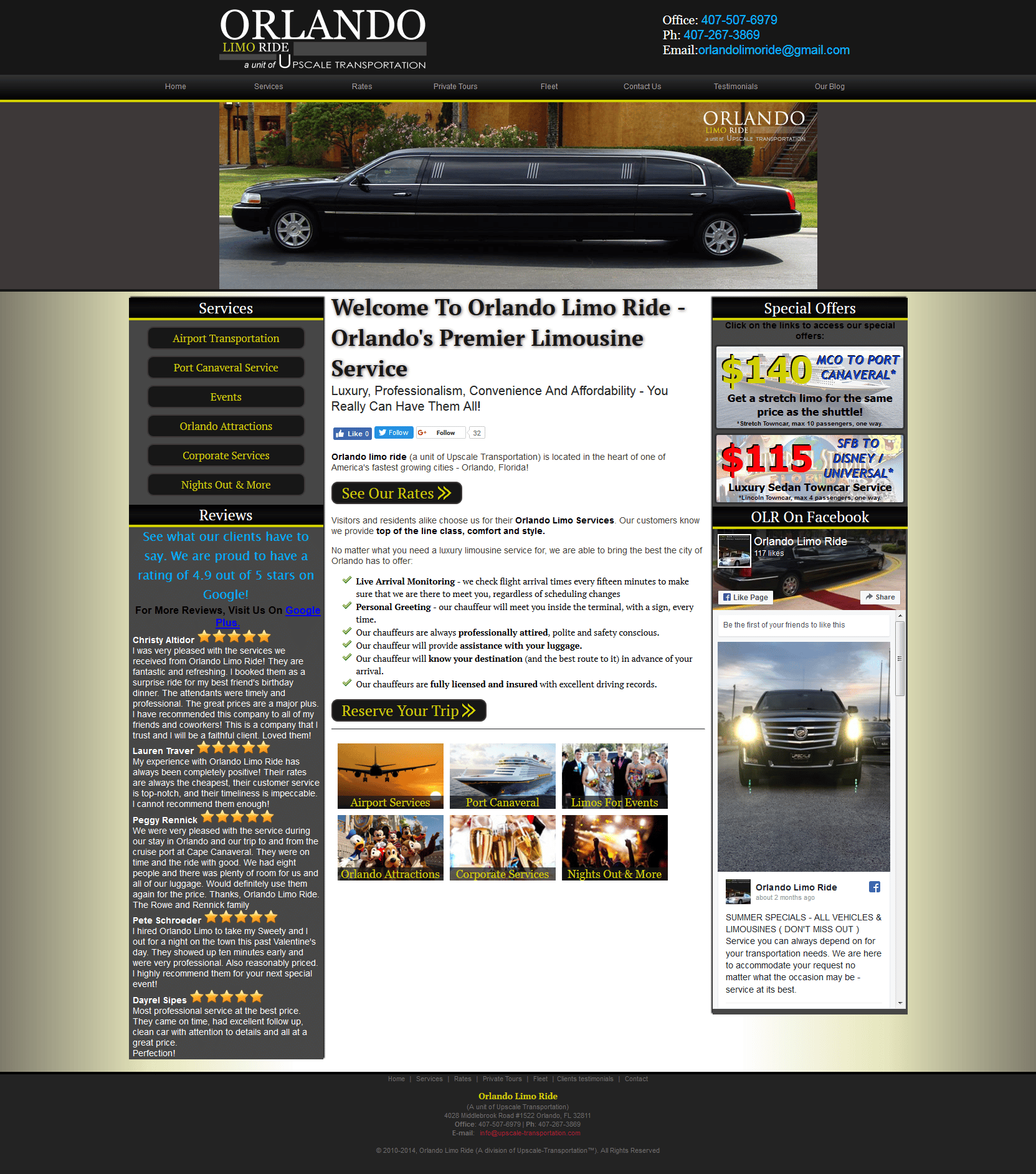 Orlando Limo Ride website built by Suffolk County Webmasters