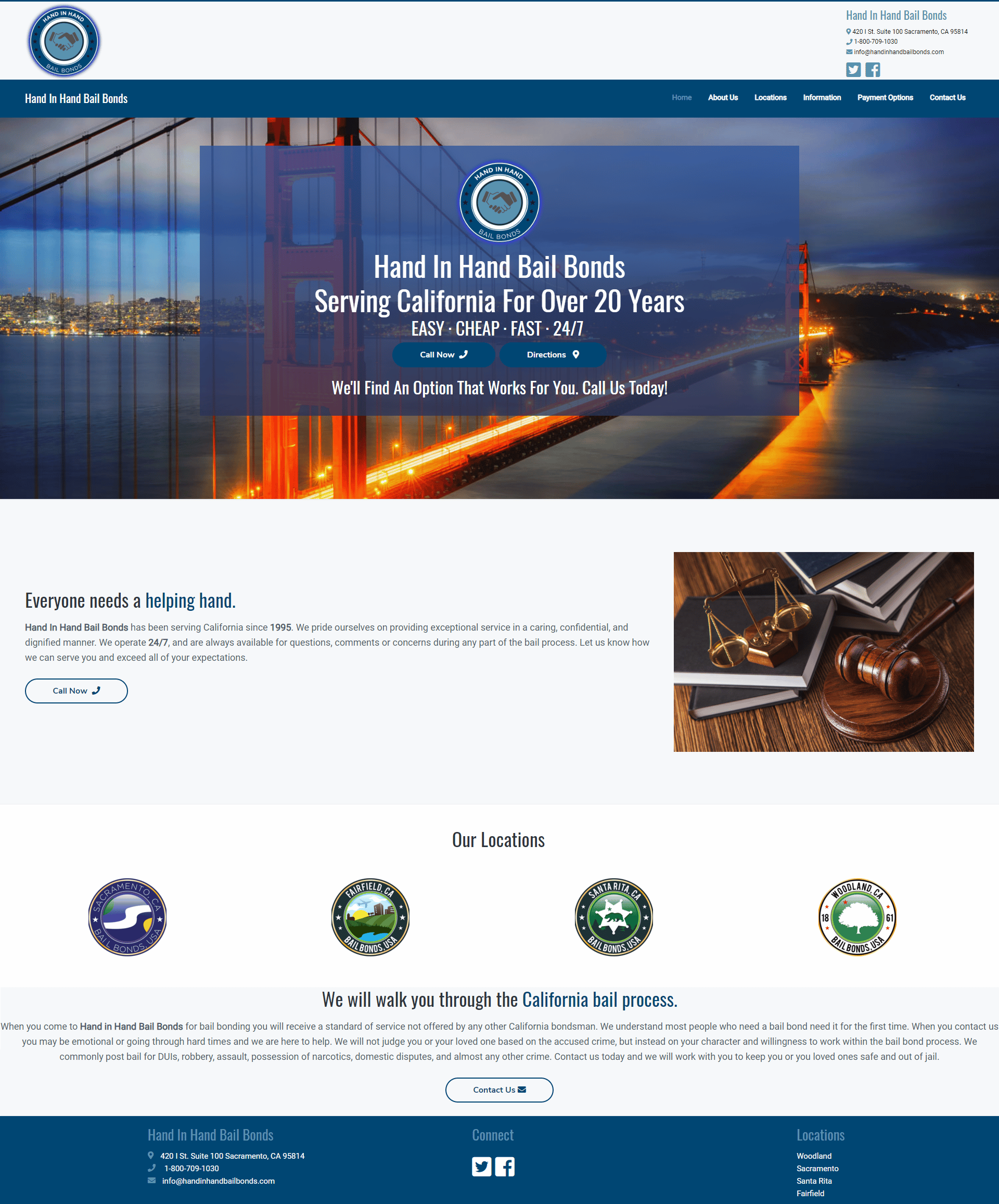 Hand In Hand Bail Bonds website built by Suffolk County Webmasters